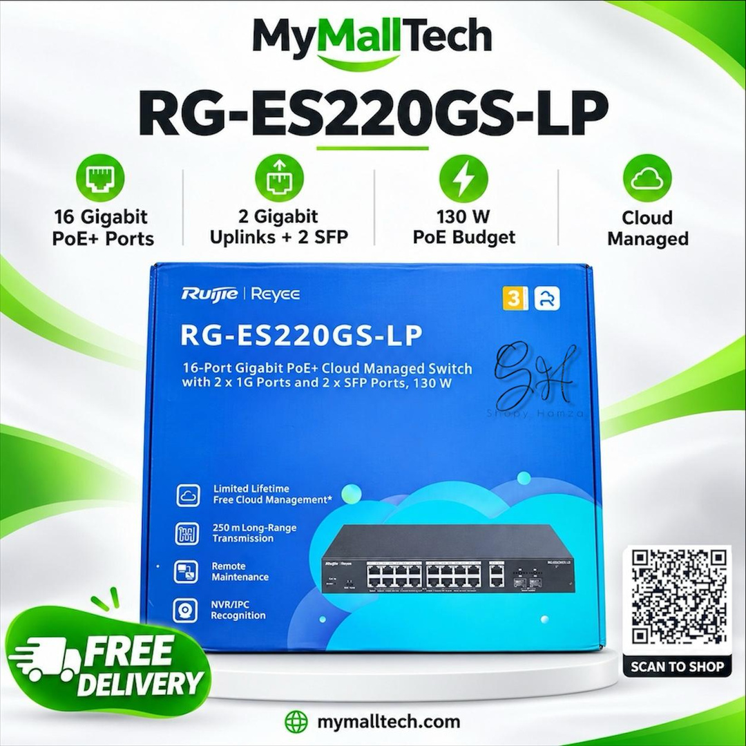 Ruijie Reyee RG-ES220GS-LP - Switch Gigabit PoE 20 ports gestion Cloud